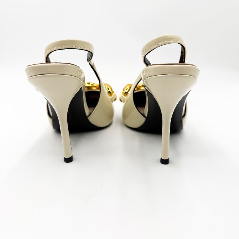Gucci Marina Chain Slingback Pointed Toe Patent Leather Heels EU 42 US 12 - Picture 7 of 12